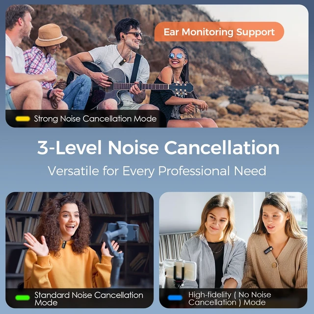Alt view image 7 of 7 - Hohem MIC-01 Wireless Lavalier Microphone, Plug & Play, MFi Certified, 20H Battery Life, DSP Noise Cancellation, Wireless Mic for iPhone iOS, Live Streaming, Interview (2 TX+1 RX + Charging Case)
