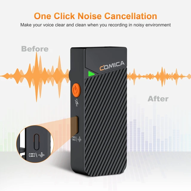 Alt view image 3 of 7 - COMICA Vimo C3 Wireless Lavalier Microphone for iPhone Android Camera, 656ft Wireless Mic for Video Recording, 48kHz/24bit Lapel Mic with Noise Cancellation, Charging Case, for YouTube Vlog Interview