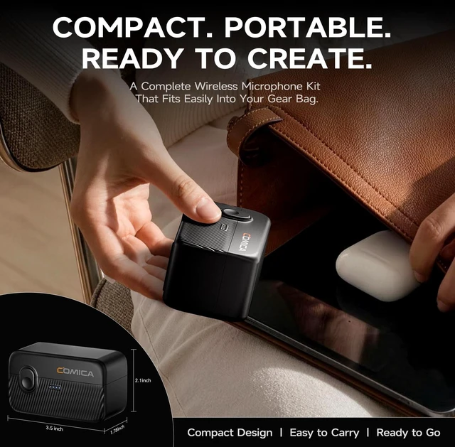 Alt view image 4 of 7 - COMICA Vimo Me Mini Wireless Lavalier Microphone for Camera & USB C Phone | Magnetic Lapel Mic, 48kHz/24-Bit Audio, AI Noise Cancellation, 34H Battery & 984ft Range, Mic for Youtube Video Stream Vlog