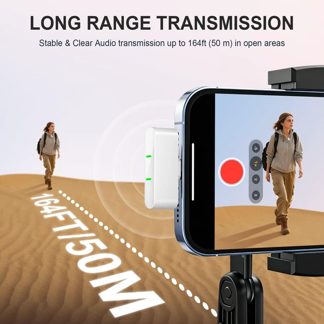 Alt view image 5 of 7 - EX Wireless Lavalier Microphone System, Dual Clip-On Mics + Charging Case, 164ft Range Plug-and-Play for iPhone/Android, Advanced Noise Reduction, 48H Runtime-Video Recording, TikTok, YouTube, Pink
