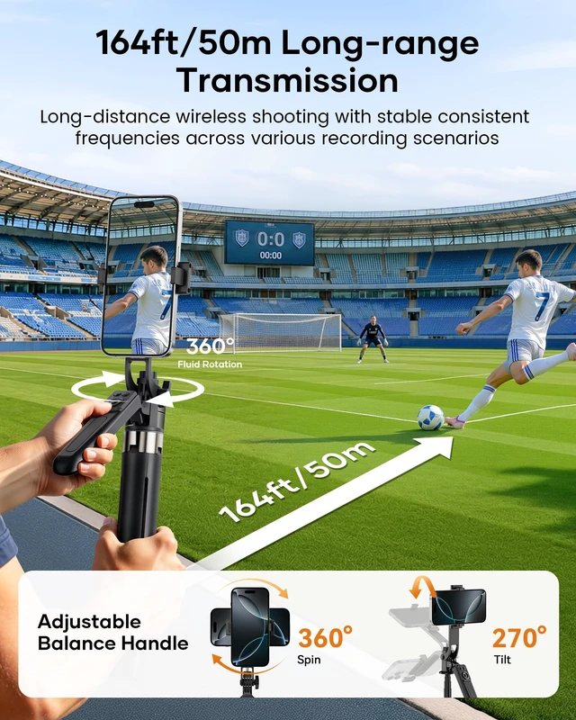 Alt view image 5 of 7 - Wireless Lavalier Microphone for iPhone iPad Android with Tripod Stand | Wireless Microphone Kit with Charging Case, Noise Cancellation, 80H Battery & Phone Tripod Stand & Selfie Stick