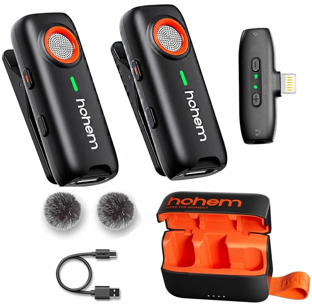 Main image of hohem MIC-01 Wireless Lavalier Lapel Microphone for iPhone iPad, with Noise Cancellation,MFi Certified,Remote Contro,Built-in Storage,20H Battery Life, Wireless Microphone for Live Stream
