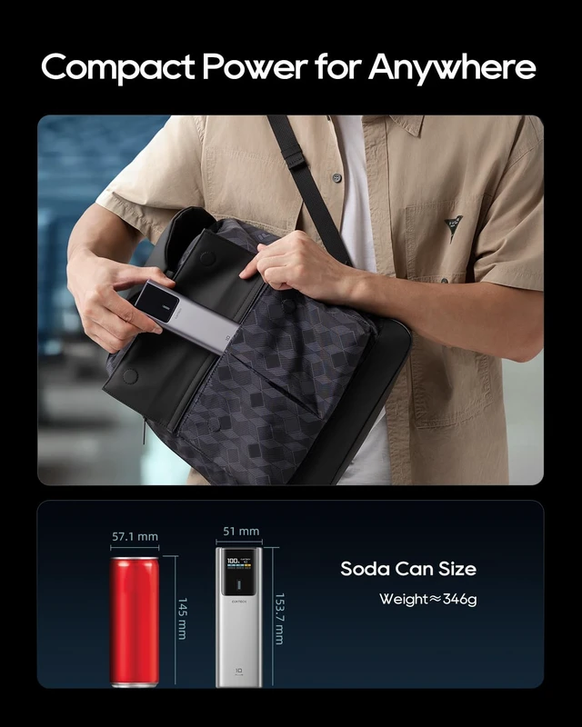 Alt view image 4 of 7 - CUKTECH 90W Power Bank, 15000mAh USB-C Laptop Portable Charger, Fast Charge | 70W Single USB-C Output, 100W Fast Recharge, Smart TFT Display, 3 Ports, 54Wh Carry-On Ready, 240W USB-C Cable Included