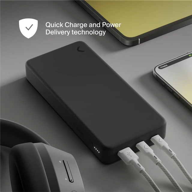 Alt view image 4 of 7 - Clemm Portable Charger 20000mAh, Power Bank for iPhone, Samsung, iPad & Laptops, 3 Ports (USB-A + 2× USB-C), Quick Charge & Power Delivery, Up to 4 Phone Charges, TSA Approved, Graphite