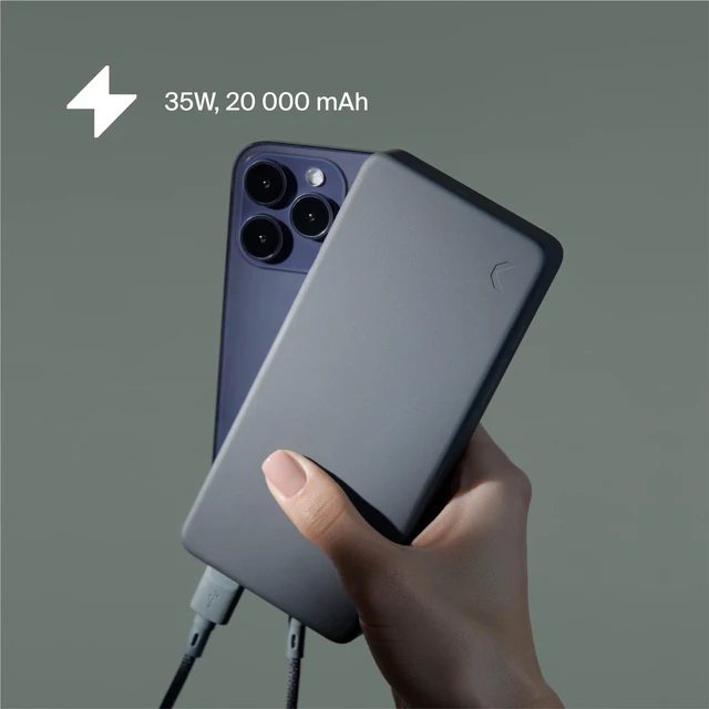 Alt view image 2 of 7 - Clemm Portable Charger 20000mAh, Power Bank for iPhone, Samsung, iPad & Laptops, 3 Ports (USB-A + 2× USB-C), Quick Charge & Power Delivery, Up to 4 Phone Charges, TSA Approved, Graphite