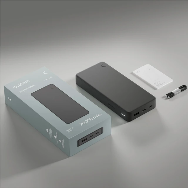 Alt view image 6 of 7 - Clemm Portable Charger 20000mAh, Power Bank for iPhone, Samsung, iPad & Laptops, 3 Ports (USB-A + 2× USB-C), Quick Charge & Power Delivery, Up to 4 Phone Charges, TSA Approved, Graphite