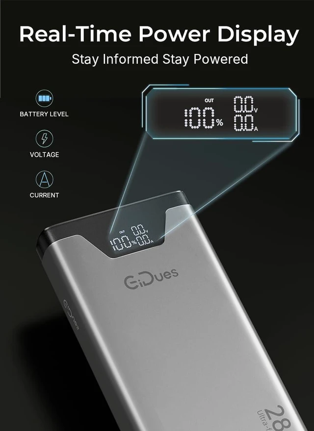 Alt view image 5 of 6 - Laptop 280W Power Bank, 27000mAh Portable Charger, Dual 140W USB-C | High Capacity, Smart Digital Display, 3-Port Charging, Ultra-Fast 280W Total Output, Airline-Friendly,for MacBook iPad iPhone