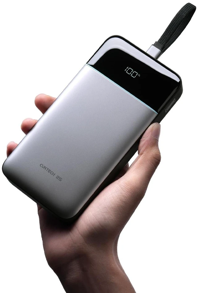 Main image of CUKTECH 25000mAh Power Bank, 100W Laptop Portable Charger with Built-in USB-C Cable, 100W Fast Recharge, 90Wh Travel Battery Pack for MacBook Air/Pro, iPhone, Galaxy, Pixel, iPad, Steam Deck