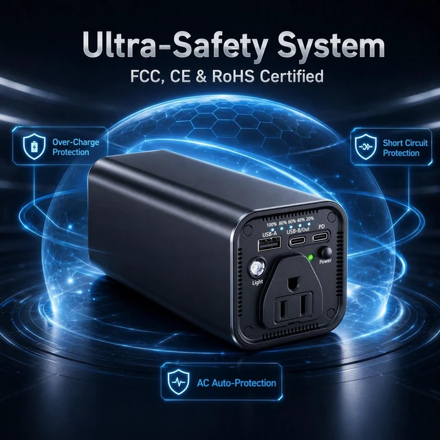 Alt view image 6 of 7 - 120W AC Outlet Portable Power Bank with 31200mAh, 65W PD USB-C Fast Charging, 18W USB-C Output, Built-in Cooling Fan LED Light, Compact Battery Pack for Laptop, CPAP, Camping, Travel Emergency N66