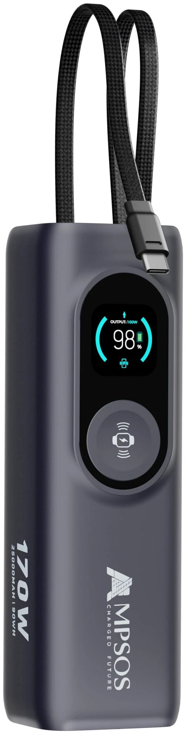 Main image of AMPSOS 170W Power Bank 25000mAh, 100W USB-C PD Laptop Charger, 90Wh TSA Approved Battery Pack