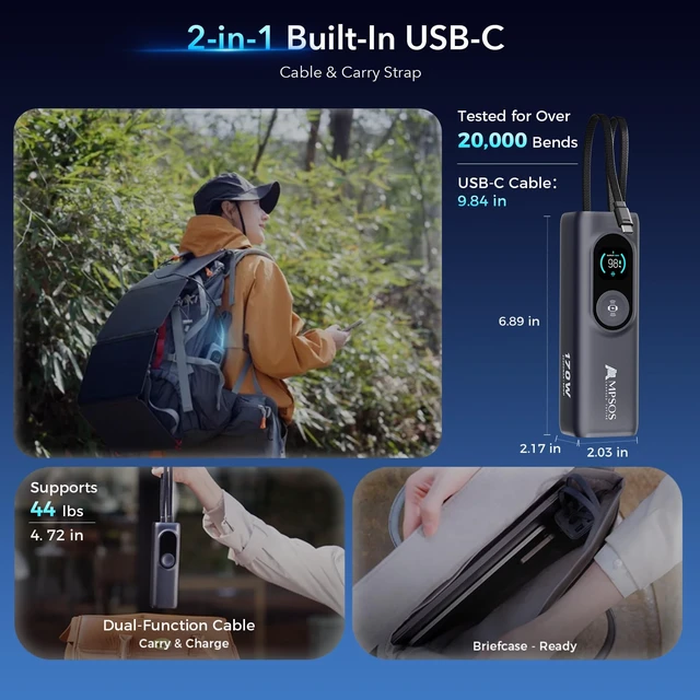 Alt view image 4 of 7 - AMPSOS 170W Power Bank 25000mAh, 100W USB-C PD Laptop Charger, 90Wh TSA Approved Battery Pack