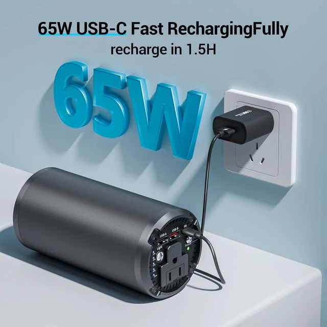Alt view image 3 of 7 - mahueeol Portable Power Station 27000mAh 99.9Wh, 100W AC Outlet, 65W USB-C PD Fast Charging Power Bank for Laptop, Camping, Travel, RV & Home Emergency Backup