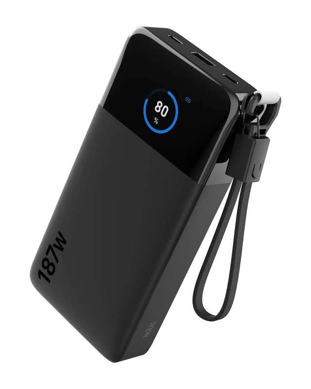 Main image of NOBIS Laptop Power Bank, 25000mAh Portable Charger with 187W Total Output | 3 Ports(100W Max), Detachable USB-C Cable, Travel Essential, for Pad Phone 17 16 S25