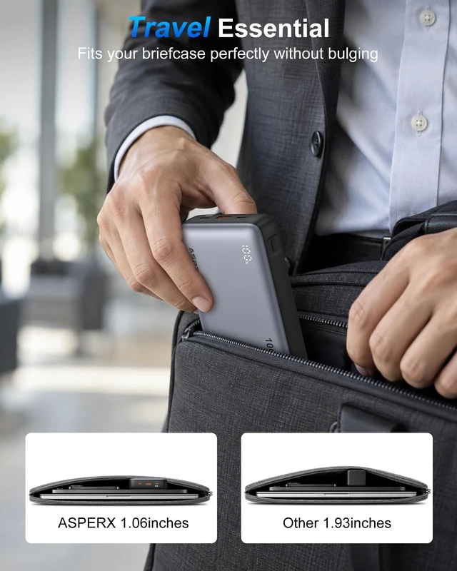 Alt view image 4 of 7 - AsperX Laptop Power Bank, 20,000mAh 100W PD 3.0 Fast Charging for MacBook | Digital display Portable Laptop Charger,Battery Bank for MacBook Pro/iPhone 17/Dell XPS/Galaxy S25/ipad/HP (Flight-Approved)