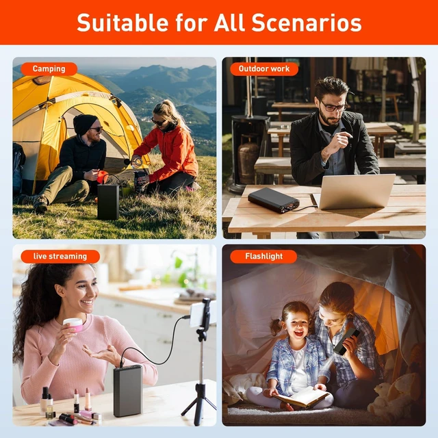 Alt view image 5 of 7 - Paopaoyu Laptop Power Bank with 120W AC Outlet, 98Wh/27000mAh Portable Charger 65W PD USB C Fast Charging Laptop Battery Bank for iPhone Series, MacBook, Dell, Samsung and More