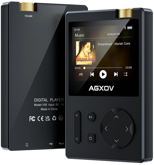 Main image of AGXOV MP3 Player with Bluetooth Black with 760mAh Lithium Polymer Battery,Music Player