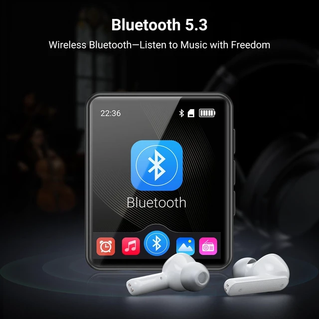 Alt view image 5 of 7 - 64GB MP3 Player with Bluetooth 5.3, Portable Digital Lossless Music Player, Built-in Speaker, 1.8 in Full Touch Screen, FM Radio, Speaker, Earphones Included, Support up to 512GB