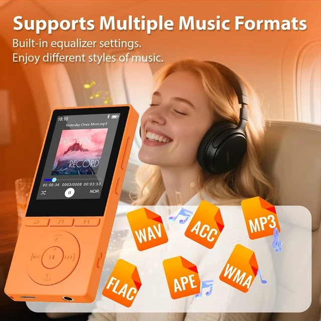 Alt view image 6 of 7 - 64GB MP3 Player with Bluetooth 5.3, Color Screen 2.4", Music Player with HiFi Sound, MP3 Players Built in HD Speaker Voice Recorder E-Book, Expanded Up to 128GB, Earphone Included, for Sports Runner