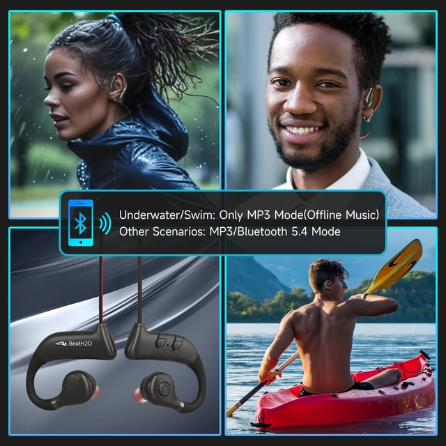 Alt view image 6 of 7 - IPX8 Waterproof Swimming Earbuds, BeatH2O S36 Headphones Bone Conduction | Clear Sound & Noise-Cancelling, Secure In-Ear Fit MP3 Player & Bluetooth 5.4 , 8GB Underwater Headphones for Swimming Running