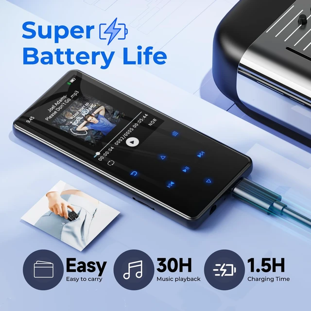 Alt view image 5 of 7 - 64GB MP3 Player with Bluetooth 5.3,with 2.4" screen, built-in speaker | Portable MP3 Player for Kids , Metallic Appearance, Touch Buttons, FM Radio, E-Book, Recording, Supports up to 128 GB
