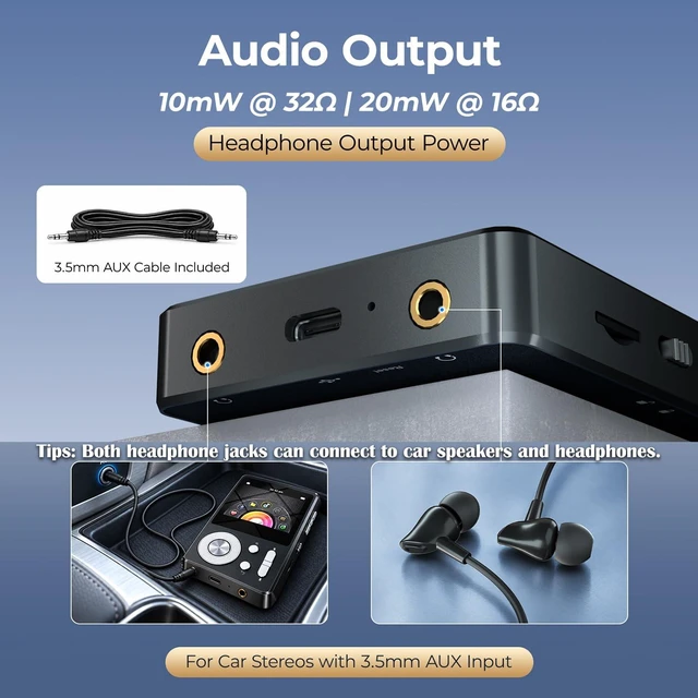Alt view image 4 of 7 - HiFi MP3 Player with Bluetooth 5.3, 64GB Lossless Digital Audio Player | Music Player with High-Resolution, WMA/FLAC/APE/WAV Format Support, Portable MP3 Players with Car Audio Cable, Headphone