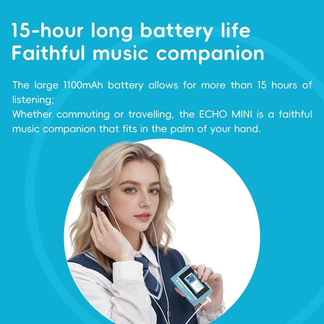 Alt view image 7 of 7 - SnowSky/FiiO Echo MINI HiFi Bluetooth MP3 Player, 15Hours Playback, Independent Volume Control with 3.5mm/4.4mm Headphones Outputs (Sky Blue 512M)