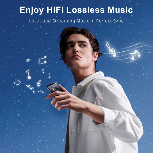 Alt view image 2 of 7 - HIFI WALKER G7 Mini MP3 Player with Bluetooth and WiFi, Pocket-Sized Digital Audio Player with 3.4-Inch Touchscreen, Android Music Device for Songs, Audiobooks and Daily Listening, White