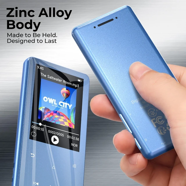 Alt view image 2 of 7 - 64GB MP3 Player with Bluetooth 5.3, Zinc Alloy Body, Built-in Speaker | 2.4" Screen, Touch Buttons, 45H Battery, HiFi Sound, FM Radio, Voice Recorder, Resume Playback, Supports 128GB microSD Card