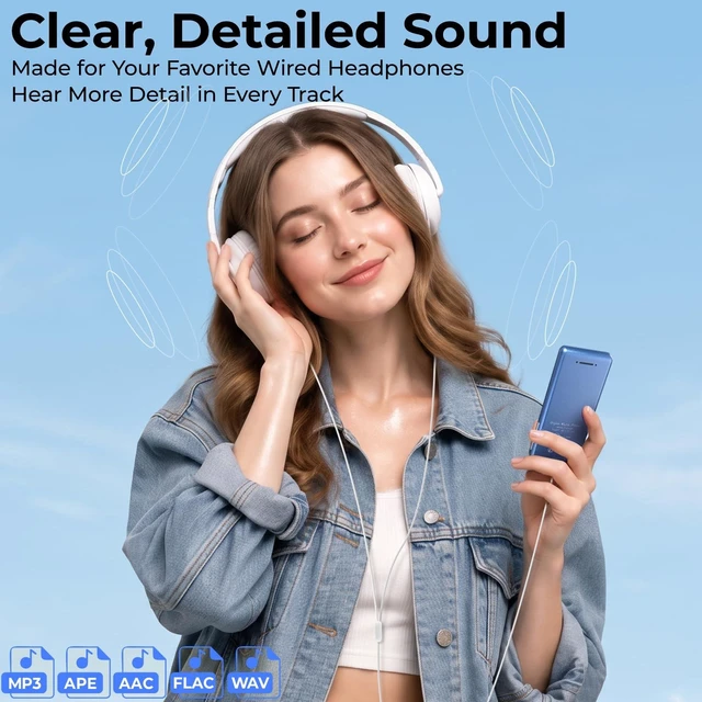 Alt view image 7 of 7 - 64GB MP3 Player with Bluetooth 5.3, Zinc Alloy Body, Built-in Speaker | 2.4" Screen, Touch Buttons, 45H Battery, HiFi Sound, FM Radio, Voice Recorder, Resume Playback, Supports 128GB microSD Card