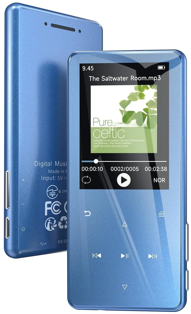 Main image of 64GB MP3 Player with Bluetooth 5.3, Zinc Alloy Body, Built-in Speaker | 2.4" Screen, Touch Buttons, 45H Battery, HiFi Sound, FM Radio, Voice Recorder, Resume Playback, Supports 128GB microSD Card