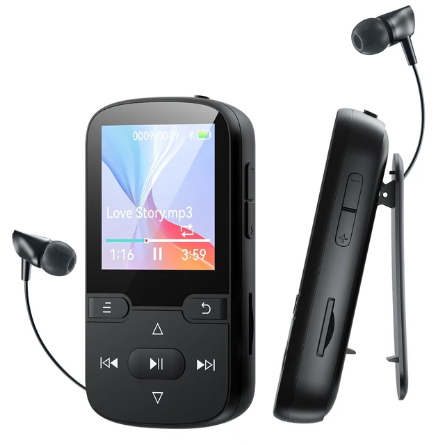 Main image of 64GB MP3 Player Bluetooth 5.3 with Clip, HiFi Sound Sport with 1.5 ''Screen | MP3 Player for Kids with Physical Buttons, FM Radio/Voice Recorder, Weighs Only 28g, Mini & Light,TF Card Up to 128G