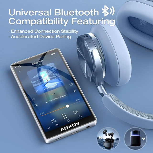Alt view image 3 of 7 - Android 14 MP3 Player with Bluetooth and WiFi, Android Spotify Music Player for Pandora, Amazon Music, Audible.16GB Memory,4" Touchscreen, Speaker, Supports Play Store,Up to 1TB