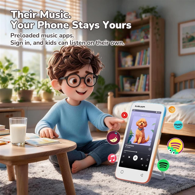 Alt view image 2 of 7 - MP3 Player for Kids, Parental Controls, Audible, Spotify Compatible, 16GB | Kids Music Streaming, No Browser, Parent Approved Apps, 4" Touchscreen, Lightweight, WiFi and Bluetooth 5.0, Ocean Sunset