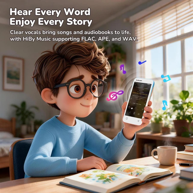 Alt view image 3 of 7 - MP3 Player for Kids, Parental Controls, Audible, Spotify Compatible, 16GB | Kids Music Streaming, No Browser, Parent Approved Apps, 4" Touchscreen, Lightweight, WiFi and Bluetooth 5.0, Ocean Sunset