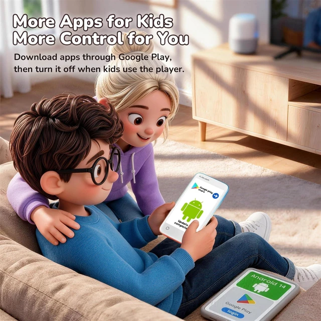 Alt view image 7 of 7 - MP3 Player for Kids, Parental Controls, Audible, Spotify Compatible, 16GB | Kids Music Streaming, No Browser, Parent Approved Apps, 4" Touchscreen, Lightweight, WiFi and Bluetooth 5.0, Ocean Sunset