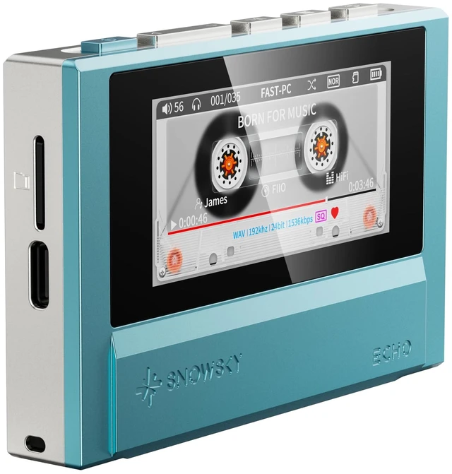 Main image of FiiO Echo 8G Hi-Res Digital Audio Player, Dual DAC Bluetooth Music Player, 4.4mm Balanced Output, Color Screen, Portable DAP (Sky Blue)