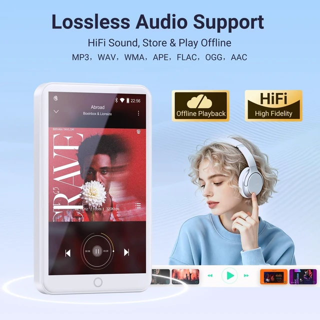 Alt view image 4 of 7 - MECHEN Android 10 MP3 Player,4" Touchscreen Bluetooth WiFi,White | Android 10 OS, 2GB RAM+16GB ROM, Speaker, Spotify/Amazon Music/Audible, Google Play Store for Apps