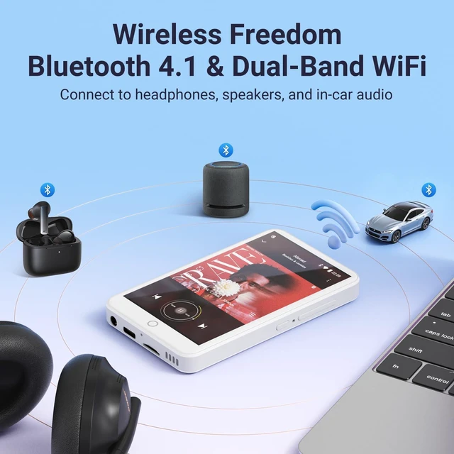 Alt view image 6 of 7 - MECHEN Android 10 MP3 Player,4" Touchscreen Bluetooth WiFi,White | Android 10 OS, 2GB RAM+16GB ROM, Speaker, Spotify/Amazon Music/Audible, Google Play Store for Apps