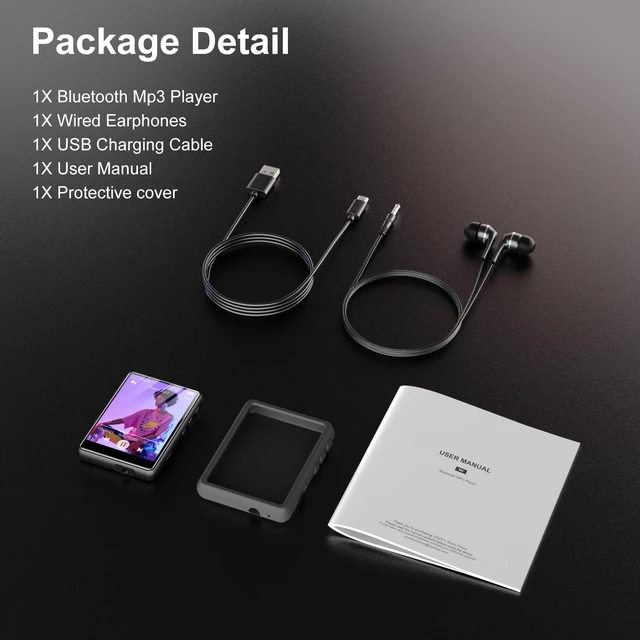Alt view image 7 of 7 - MP3 Player Bluetooth 5.3 - SWOFY 64GB Mp3 Music Player with 2.4" Touch Screen, Portable Digital Audio Player with HD Speaker FM Radio, Recording Support up 512GB Black
