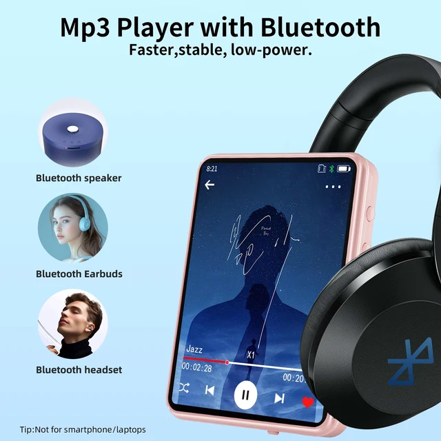 Alt view image 4 of 7 - Tengsen MP3 Player with Bluetooth 5.3,Touch Screen&Speaker,64GB Pink | 2.4" Music Player with FM Radio, E-book, 4 Playback Modes and MicroSD Expansion up to 128GB for Sports, Travel and Daily Use