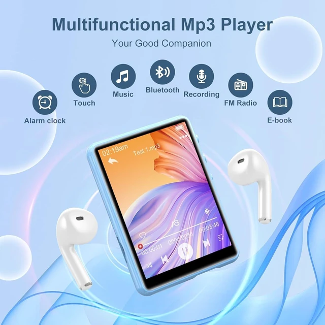 Alt view image 4 of 7 - MP3 Player with Bluetooth 5.4, ZAQE 64GB 2.4" Portable HiFi Music Player with FM Radio/HD Speaker/E-Book, Digital Music Player Earphones Included