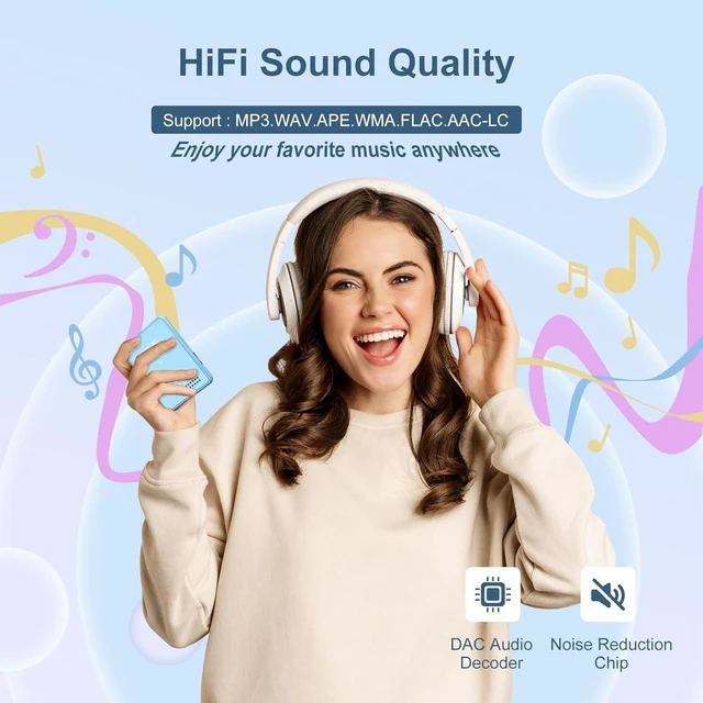 Alt view image 3 of 7 - MP3 Player with Bluetooth 5.4, ZAQE 64GB 2.4" Portable HiFi Music Player with FM Radio/HD Speaker/E-Book, Digital Music Player Earphones Included