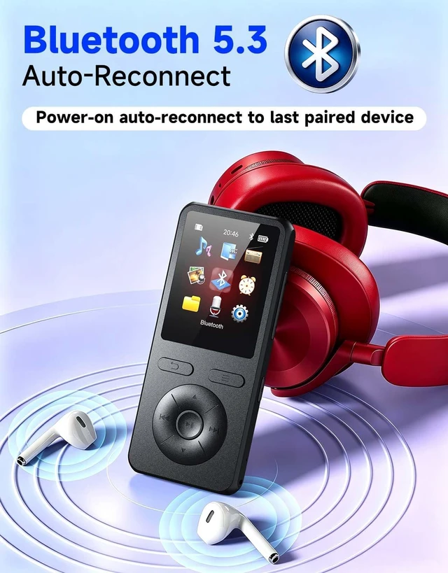 Alt view image 3 of 7 - 64GB
MP3
Player
with
Bluetooth
5.3
with
Speaker,Classic
Physical
Buttons | 1.8" Screen Portable Music Player HiFi Lossless Sound, FM Radio & Voice Recorder,Lightweight,Supports Expanded Up to 128GB