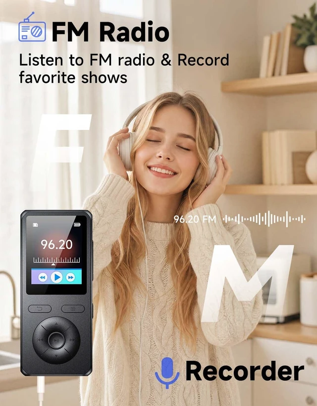 Alt view image 7 of 7 - 64GB
MP3
Player
with
Bluetooth
5.3
with
Speaker,Classic
Physical
Buttons | 1.8" Screen Portable Music Player HiFi Lossless Sound, FM Radio & Voice Recorder,Lightweight,Supports Expanded Up to 128GB