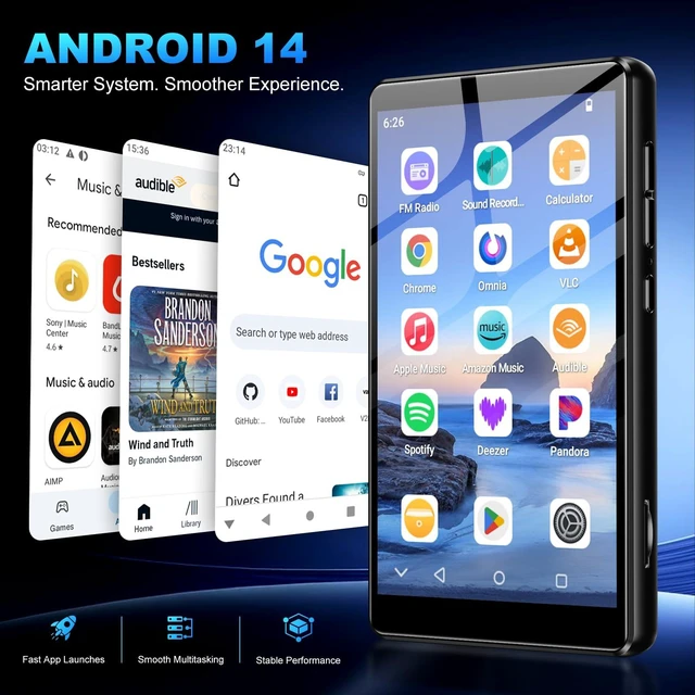 Alt view image 2 of 7 - Android 14 MP3 Player with Bluetooth and WiFi, Spotify & Google Store 16GB | 4in MP4 Player with Touchscreen & Speaker, Spotify Music Player with Recording & FM, 2000mAh, Audible & Parental Controls