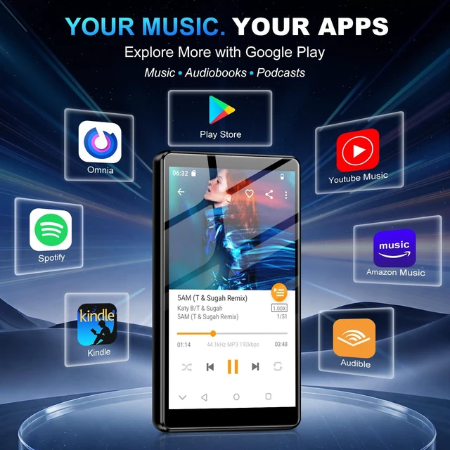 Alt view image 3 of 7 - Android 14 MP3 Player with Bluetooth and WiFi, Spotify & Google Store 16GB | 4in MP4 Player with Touchscreen & Speaker, Spotify Music Player with Recording & FM, 2000mAh, Audible & Parental Controls
