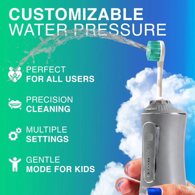 Alt view image 3 of 7 - Professional Water Flosser - Advanced Dental Care for a Healthier Mouth, Gum, and Teeth - IPX7 Waterproof Oral Irrigator | 6 Replacement Tips, Travel-Friendly, Rechargeable - Oral Hygiene (Grey)