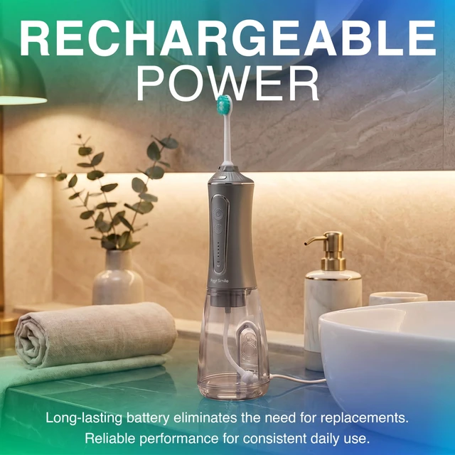 Alt view image 4 of 7 - Professional Water Flosser - Advanced Dental Care for a Healthier Mouth, Gum, and Teeth - IPX7 Waterproof Oral Irrigator | 6 Replacement Tips, Travel-Friendly, Rechargeable - Oral Hygiene (Grey)