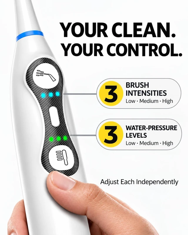Alt view image 4 of 7 - Electric Toothbrush with Water Flosser, Sonic & Cordless 3-in-1 Set | Water Flossing Toothbrush,3 Pressure Modes, 30-Day Battery, Waterproof Portable Oral Care Kit for Braces & Sensitive Gums