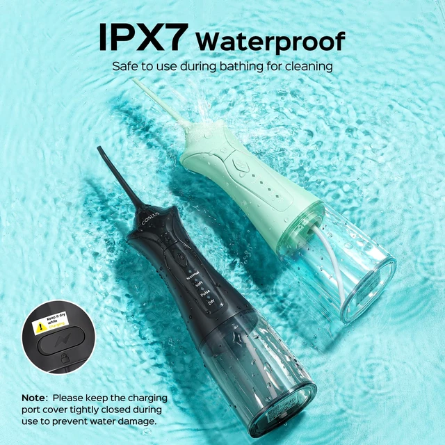 Alt view image 3 of 7 - COSLUS C30 Water Dental Flosser, Upgraded DIY Mode, Black Green, 2Pcs | 300ML Larger Tank, 4 Modes Portable Teeth Pick for Family Gentle & Precision Oral Care, Cordless Portable for Home Travel Use